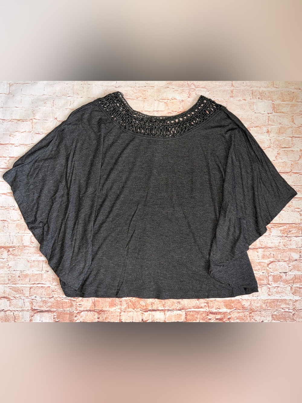 Poof! | Dark Gray Charcoal Poncho Style Blouse
